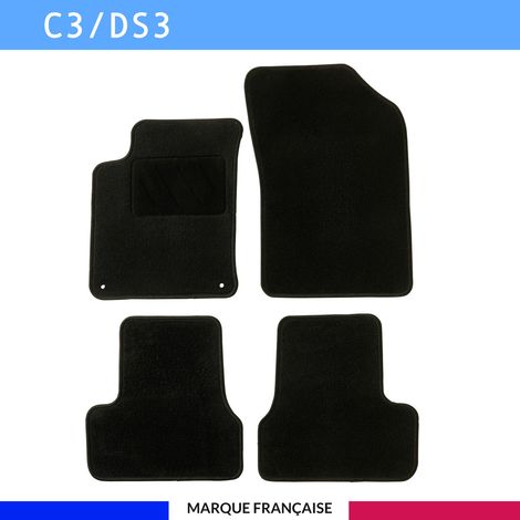 Tapis de voiture sur mesure pour Citroën C3 / DS3 2009-2019 – Lot de 4 pièces – Antidérapant AUTOGRIP® – Installation facile avec clips (1/4)