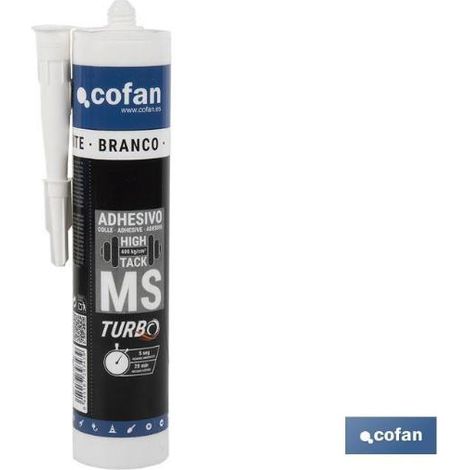 Adhesivo “MS Turbo” extrafuerte para todo tipo de materiales color blanco (290ml) (1/5)