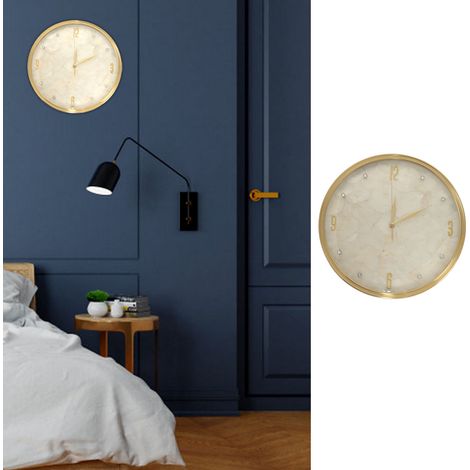 Reloj de pared silencioso, marco de cobre, tapa en forma de concha, 35 cm, 2 kg, JY83030E (1/5)