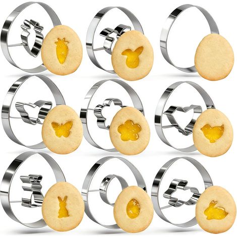 Lot de 11 emporte-pièce,acier inoxydable,motifs Pâques,lapin carotte œuf,cuisson enfants,gâteau fondant (1/5)