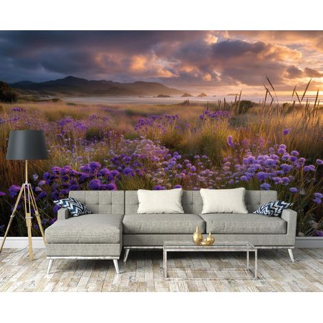 Fototapete Landschaft Blumen Feld, für Wohnzimmer und Schlafzimmer, 150 x 105 cm – Komplettset inkl. Kleister & Anleitung (1/5)
