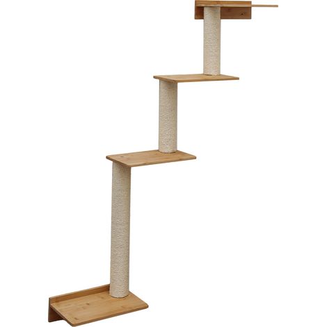 143 cm Rascador de Pared con 4 Plataformas - Árbol para Gatos - Columna de Sisal (1/5)
