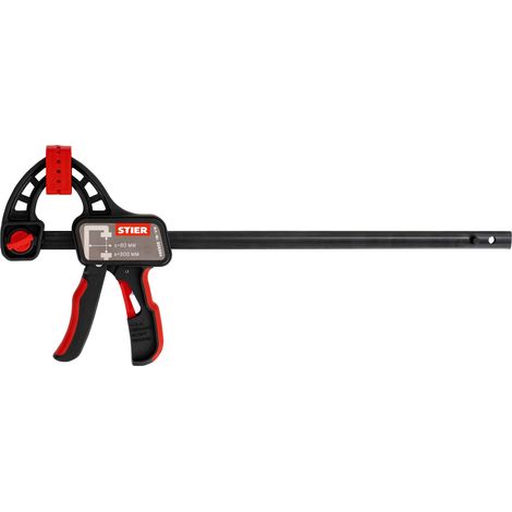 STIER Einhandzwinge, 300 mm Spannweite, 80 mm Ausladung, zum Spannen und Spreizen, ergonomisch geformter Griff (1/5)