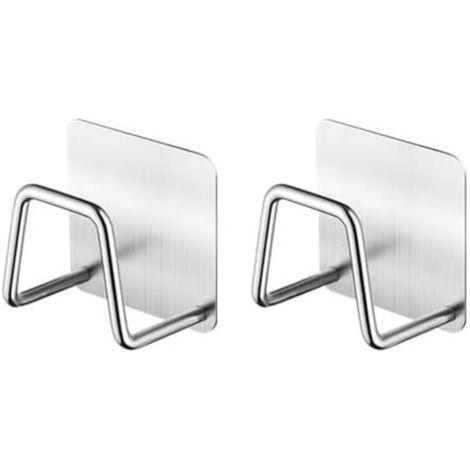 5x3.5x5cm 2 pièces Porte-éponge cuisine, Evier de cuisine Porte-éponge Crochet étanche, Accessoires de cuisine pour le rangement et l'égouttage domestique (Argent) (1/4)