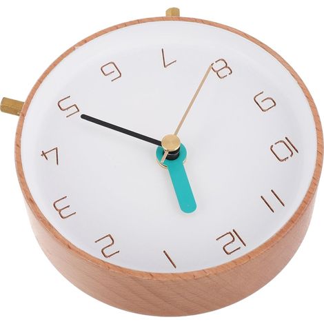 Horloge de Table en Bois Massif Silencieuse Design Simple Affichage Clair pour Bureau et Tables de Chevet (1/5)