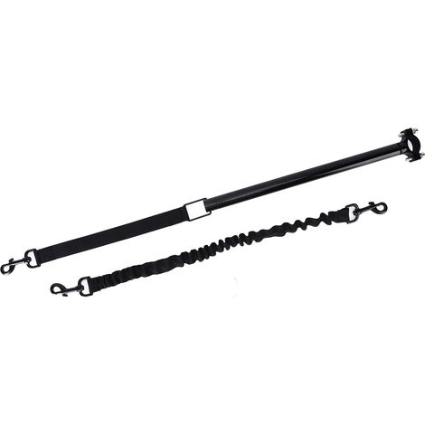 Laisse mains libres pour chien, noire et épaisse, avec sangle de traction pour vélo et clé hexagonale, idéale pour le dressage, la course et l'exercice. (1/5)