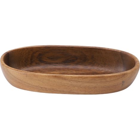Plateau de service en bois, facile à nettoyer, assiette alimentaire en forme de bateau pour fruits, desserts, collations, bonbons, longueur 29.5cm/11,6 pouces. (1/5)