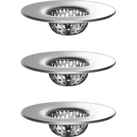 Lot de 3 Filtres Bouchons Évier, Crépines Tamis Filtre de Vidange Douche en Acier Inoxydable Antirouille, Attrape-Cheveux pour Salle de Bain, Lavabo, Baignoire (1/2)