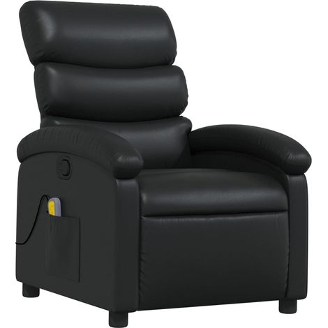 Poltrona relax TV funzione massaggio reclinabile 6 punti massaggio in PVC nero DEC027040