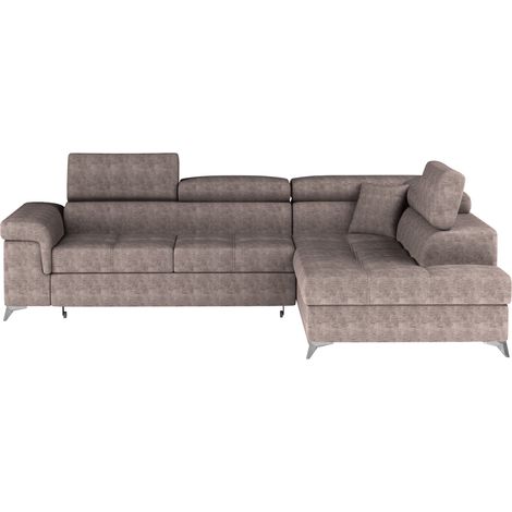 Canapé d'angle convertible PALAZZO 4 places marron – angle droit avec coffre (1/5)