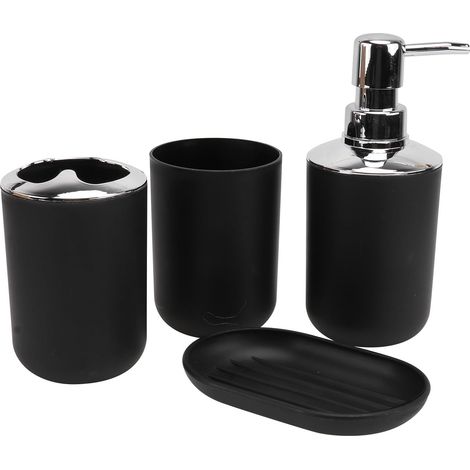 und schlichtes Badezimmer Accessoire Set aus schwarzem