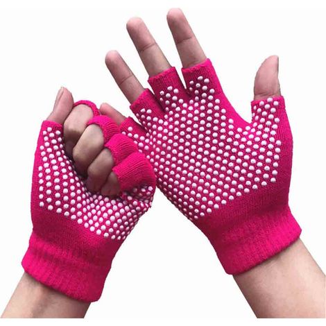 Gants de yoga et pilates sans doigts antidérapants avec picots en silicone