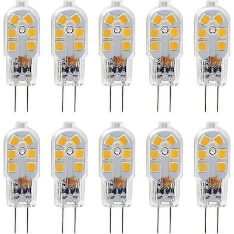 G4 12V LED-Lampe, 1W entspricht einer 10W Halogenlampe, flimmerfrei, 200lm, warmweiß (3000K), 360° Abstrahlwinkel, nicht dimmbar, 10er-Packung (1/5)