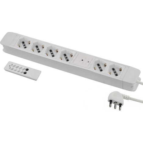 Electraline 61902 Multipresa telecomandata 6 posti polivalenti (Schuko+10/16A) facile da programmare con telecomando, cavo 2 Mt, spina 16A (1/5)