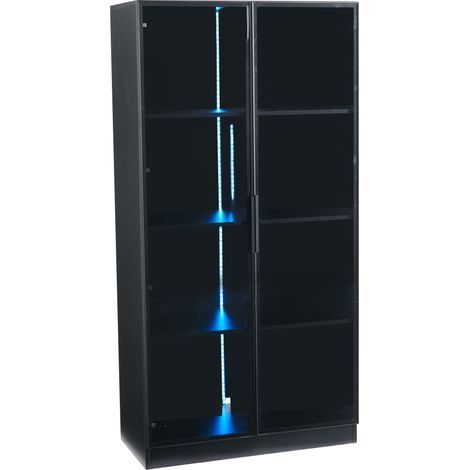 LED-Glasvitrine APP 80 x 40 x 160 cm, Doppeltür, verstellbare Böden, schwarz MODENUIT (1/5)