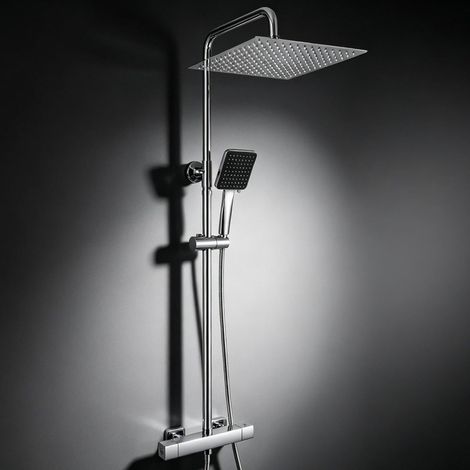 Auralum Max Columna Ducha Termostatica, Rociador Ducha 30x30cm de Acero Inoxidable 304, Alcachofa de Ducha 6 Modos con Manguera 150cm, Barra Ducha Regulable 88-124cm, Compatible con Orificios Existent (1/5)