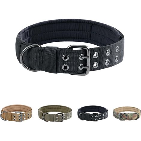Collier pour chiens de taille moyenne à grande, comme les Malinois, les Golden Retrievers et autres chiens de garde. Robuste et ajustable, noir, taille XL. (1/5)
