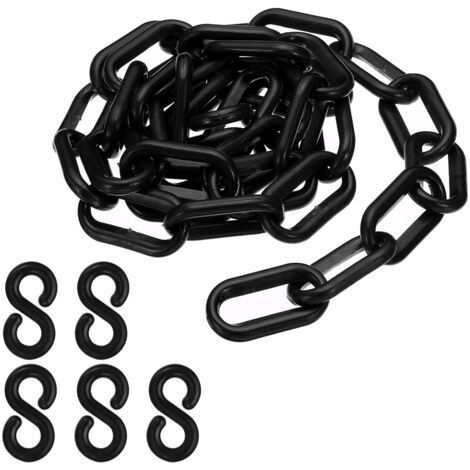 Black plastic chain links, 100 cm, 6 mm, for barriers, parking lots, fences, gates and decoration (1/5)