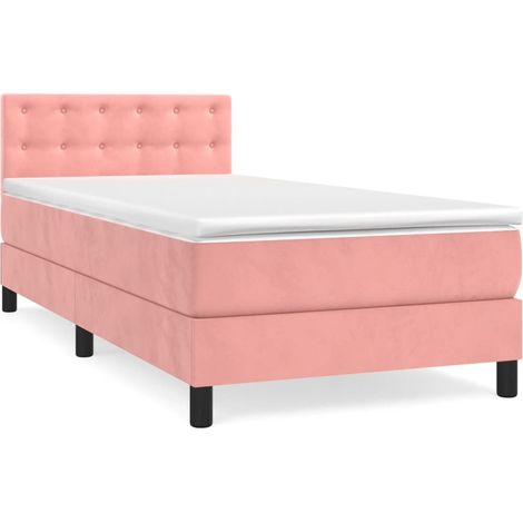 Maison Exclusive - Giroletto a Molle con Materasso Rosa 100x200 cm in Velluto (1/5)