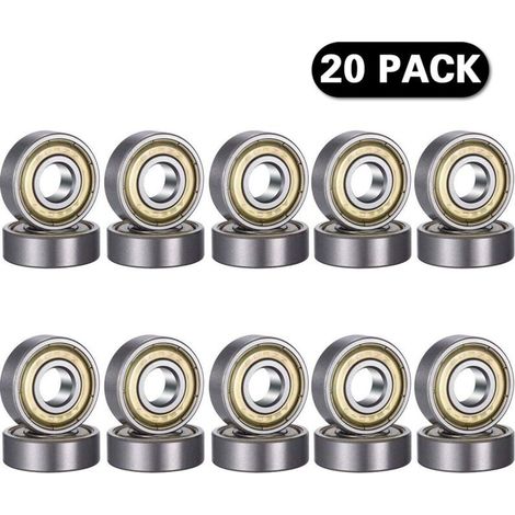20 pièces 608 ZZ Roulement à billes, 608ZZ Métal double blindage miniature Deep Groove Skateboard imprimante 3D Roulements à billes (8 X 22 x 7 mm) (1/5)