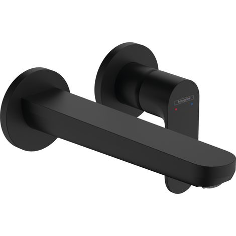 Hansgrohe – Mitigeur de lavabo encastré 2 trous noir mat – Bec 200 mm – Débit EcoSmart 5 l/min – Cartouche céramique – Limiteur de température réglable – 72528670 (1/9)