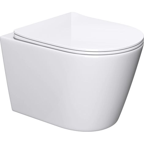 Mai & Mai Sanitari Bagno Sospeso 51,5x35,5x36,5cm, Sanitari Bagno in Ceramica Soft Close Vaso Montaggio a Parete, Aachen108-neu (1/5)
