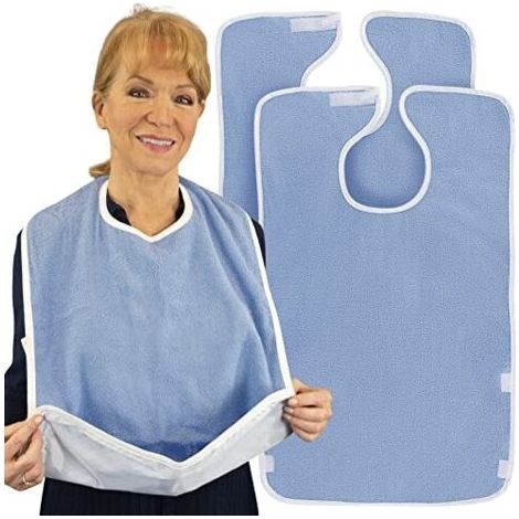 Waterproof Vive bibs for adults with adjustable straps – large, washable and reusable, made of terry cloth--DTEKGAZ