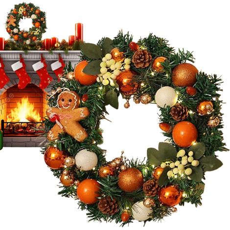Couronne de Noël pour Porte d'Entrée Décoration de Noël en Pain d'Épices (1/5)