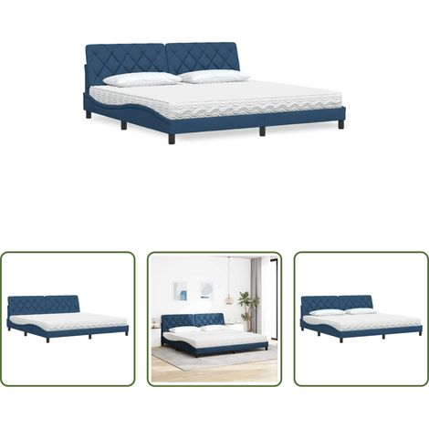 vidaXL Matelas en mousse - Lit avec matelas bleu 200x200 cm tissu (1/5)