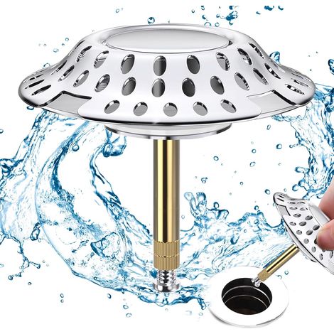 Bouchon de lavabo de salle de bain - Bouchon de lavabo de salle de bain - Bouchon de lavabo - Convient à la plupart des tuyaux d'évacuation, anti-obstruction, hauteur réglable (1/5)