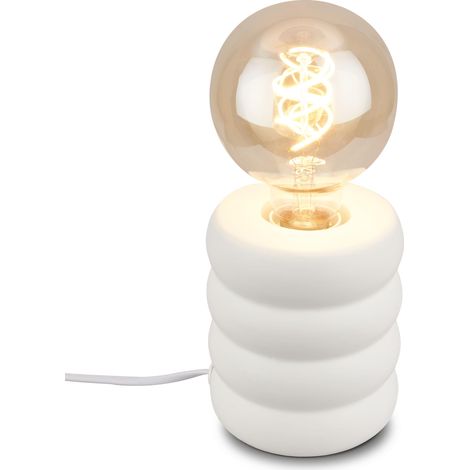Lampe De Table Pied Céramique Blanc 10,5x12,5 cm (1/5)
