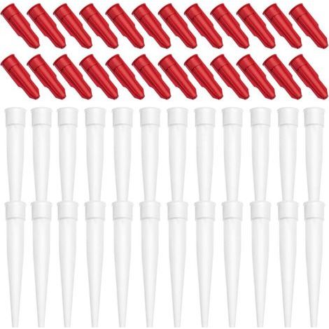 Lntyq 24 Pièces Ensemble de Bouchons de Buses de Calfeutrage, Embouts de Cartouche Embout Cartouche Silicone,Bouchons De Calfeutrage Outil D'Étanchéité,Embout Silicone,Joint Silicone(24 Blanches,24 Ro (1/5)
