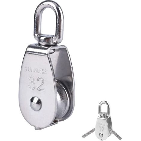 Poulie Simple en Acier Inoxydable 304, 32MM Seul Poulies Bloc Rouleau, Poulie de Levage - Charge Maximale : 250 kg (1/5)