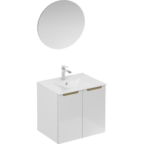 Naturel Ensemble de salle de bain avec lavabo comprenant mitigeur de lavabo, bec et siphon Naturel Stilla blanc brillant (KSETSTILLA024) (1/4)