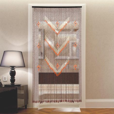 Rideau de porte en bois de bambou en V de couleur café, rideau de porte en bois de bambou orné d'art, Chine café Vintage coloré 190x90 cm (1/5)