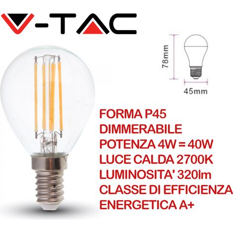 V-Tac Lampadina led filamento E14 4w sfera mini globo dimmerabile luce calda SMD (1/5)