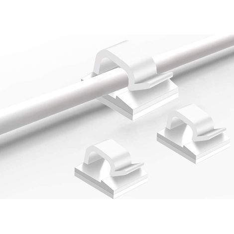 Lot de 50 attaches-câbles autocollantes blanches (1/4)