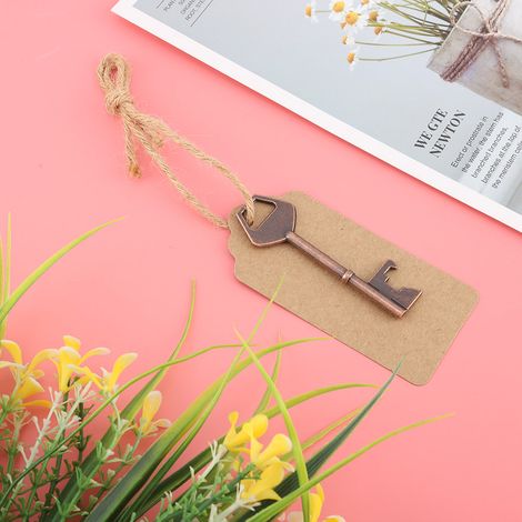 Ouvre-bouteille en forme de clé avec carte étiquette et ficelle - Cadeau pour invités de mariage (Lot de 50) (1/5)