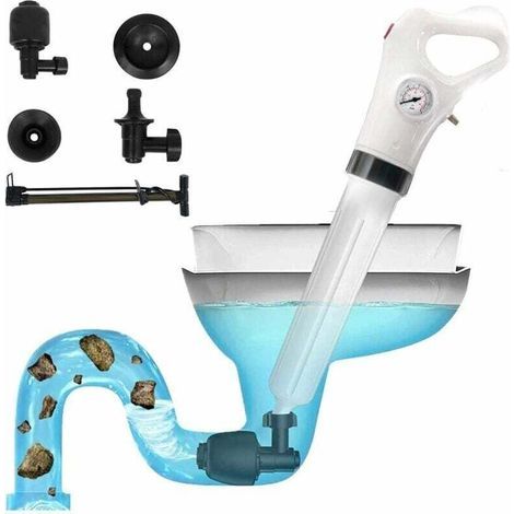 Déboucheur de toilettes, nettoyeur de vidange, puissant pulvérisateur de vidange d'air électrique, pompe de nettoyage à haute pression, déboucheur de dragage de toilettes pour cuisine, salle de (1/5)