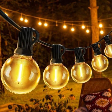 Guirlande Lumineuse Exterieur LED Ampoules de Guirlandes Jardin Lumiere Exterieure Connectable IP44 Imperméable Guirlande Lumières Extérieur Terrasse Pergola Balcon (1/4)