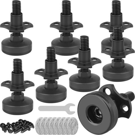 Hochleistungs-Möbelfüße mit 3/8"-16 Gewinde und T-Mutter-Set, verstellbar, für Tische, Schränke, Stühle, Sofas u. v. m., große Basis, Tragkraft 1200 kg, 8 Stück