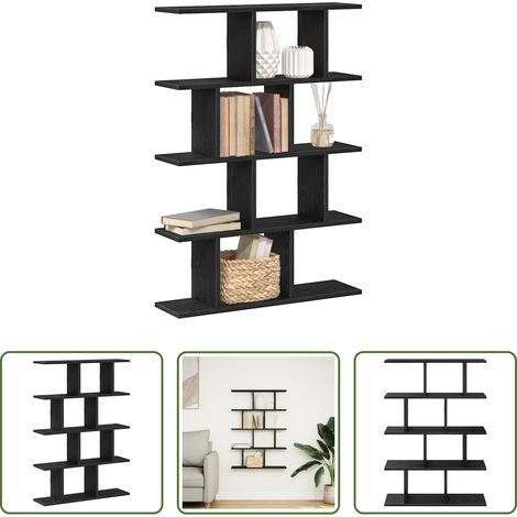 Rangement -  Étagère cube murale 12 compartiments noir bois d'ingénierie (1/5)
