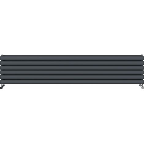 Warmehaus Horizontal Radiator Oval Double Anthracite 354x1800mm (1/5)