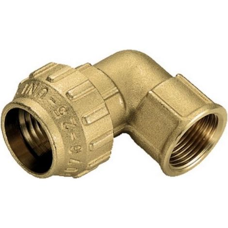 RACCORDO CURVO FEMMINA IN OTTONE TIEMME 3/4" x 25