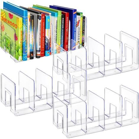 Set da 4 classificatori in acrilico trasparente a 4 sezioni per libri, buste, posta, documenti, quaderni, raccoglitori, borse e separatore di frizione (1/5)