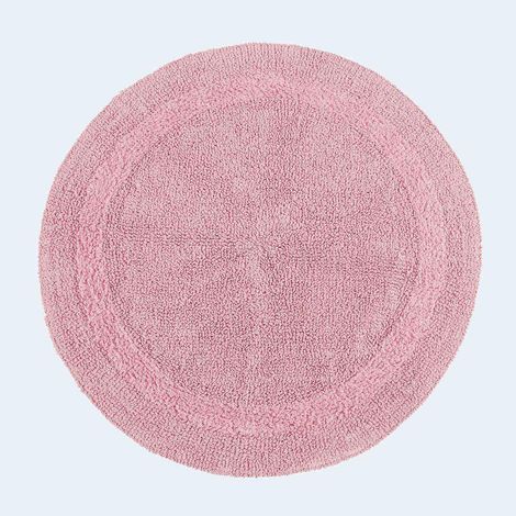 HOMESCAPES Tapis de bain rond en coton, 80 cm – Rose poudré