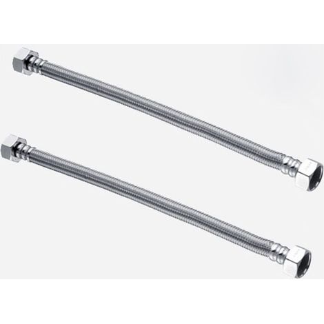 Flexible De Douche - Acier Inoxydable 304 Tressé - Double Arrivée Eau Chaude Froide - Pour Robinet Lavabo Salle De Bain - Lot De 2 - 60 Cm (1/4)