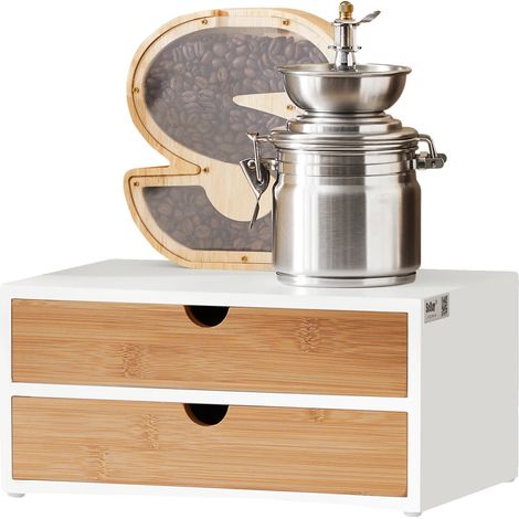 Organizzatore per capsule di caffè, in MDF e bambù resistenti, design salvaspazio, BIANCO (1/5)