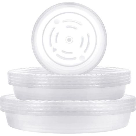 Soucoupe Plastique - Lot de 18 - Transparent - 15 cm - Réutilisable - Pour Plantes Intérieur et Extérieur (1/4)