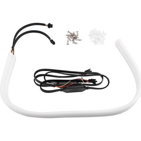 Bande LED séquentielle flexible ultra-lumineuse de 60 cm pour feux de jour (DRL), avec clignotants bleus et jaunes. (1/5)